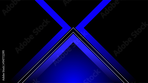 Triangle blue glow with black partitions creative abstract background