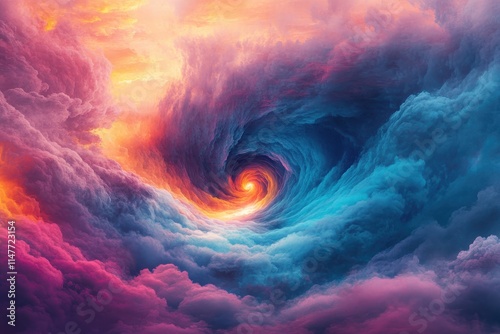 Ai generative, A swirling vortex of colorful clouds with a glowing center