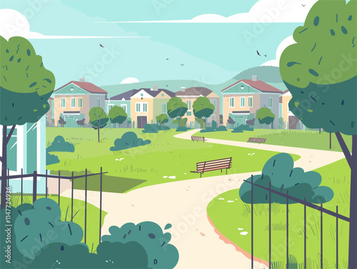 Envisioned Suburban Oasis: A Gated Community Sanctuary Featuring Serene Landscapes and Vibrant Amenities