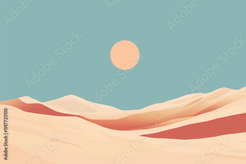 Scenic Desert Landscape with Sand Dunes and Sunlit Hills