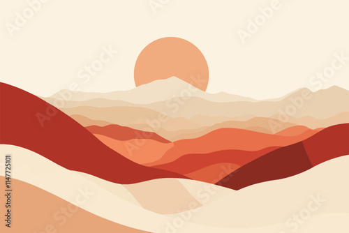 Scenic Desert Landscape with Sand Dunes and Sunlit Hills