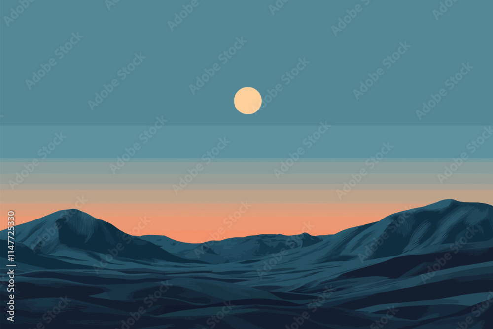 Scenic Desert Landscape with Sand Dunes and Sunlit Hills Scenic Desert Landscape with Sand Dunes and Sunlit Hills