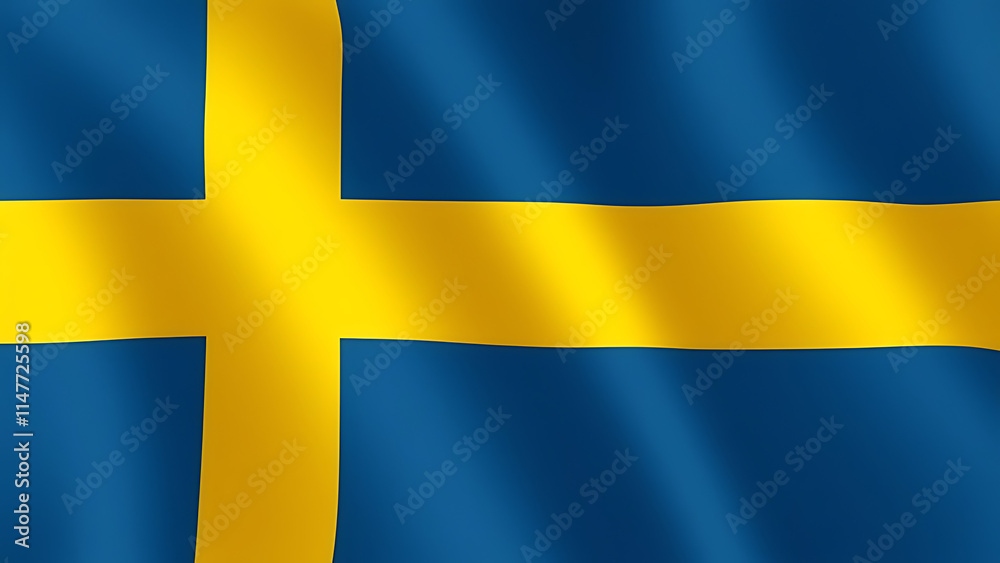 Swedish Flag with Yellow Cross on Blue Background - Symbolizing Heritage and Christianity Swedish Flag with Yellow Cross on Blue Background - Symbolizing Heritage and Christianity