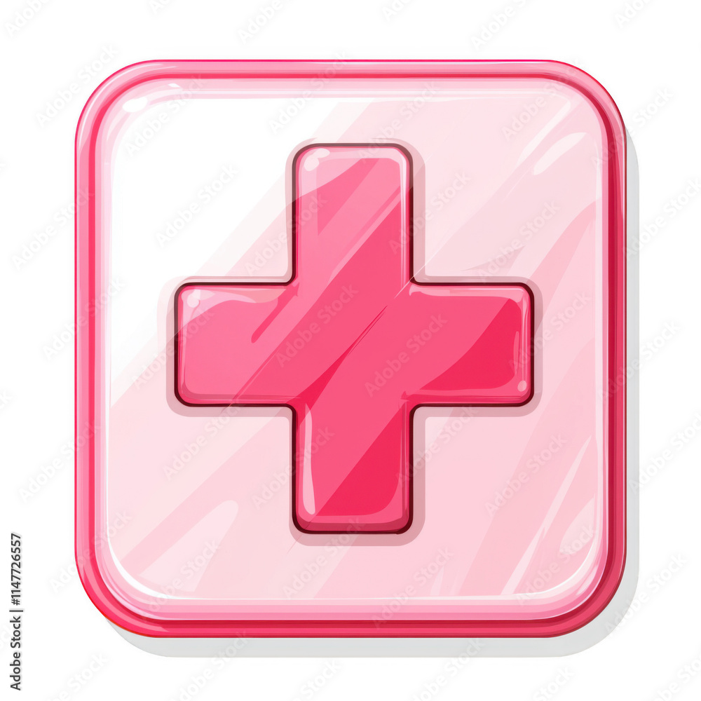 pink icon of First Aid isolated on a transparent background Minimalist flat icon, vector logo style sign clipart on a no background png