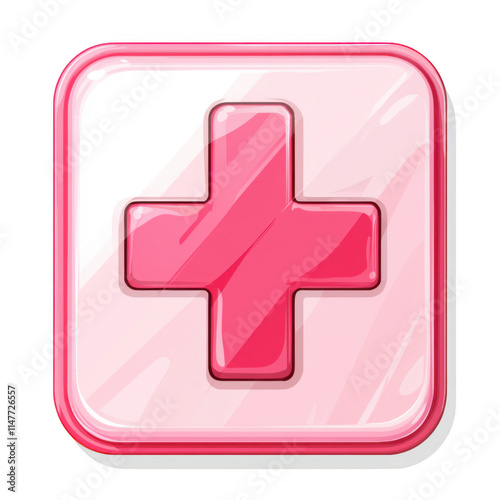 Obraz na płótnie pink icon of First Aid isolated on a transparent background Minimalist flat icon, vector logo style sign clipart on a no background png w salonie