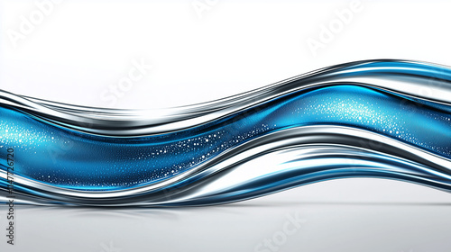 Abstract blue and silver wave with textured surface..