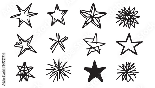 Wallpaper Mural Hand-Drawn Abstract Star Icons Pack Torontodigital.ca