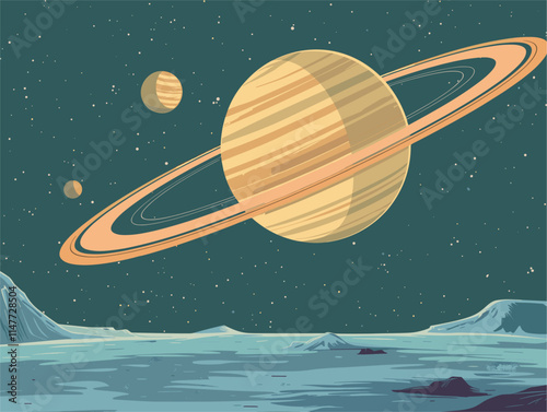 Animated Flat Plane of Planetary Rings: Celestial Orbits of Ice and Rock Particles