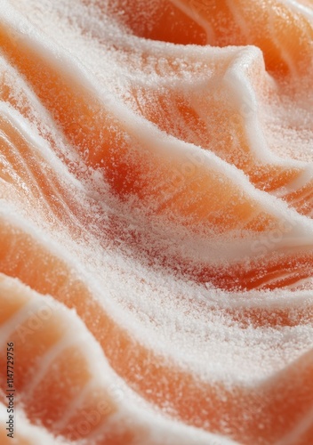 Frozen Salmon Texture Close-up Detail