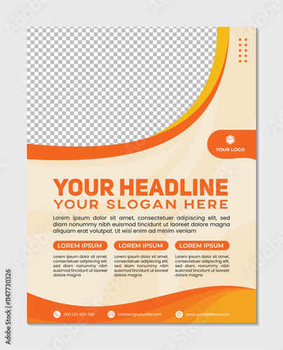 Modern design business flyer template orange background