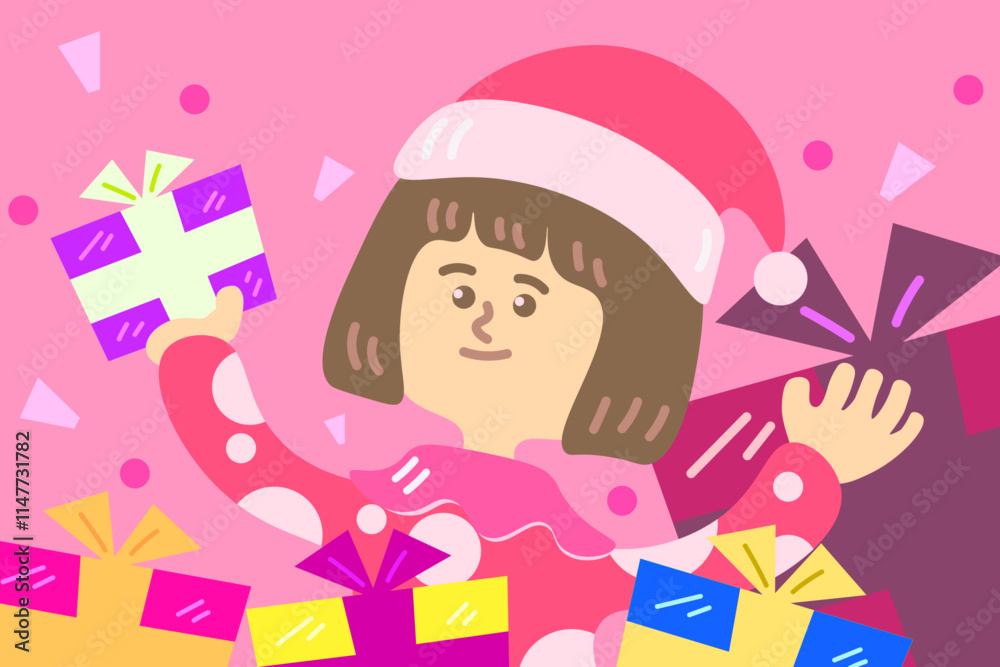 background girl and new year gift background girl and new year gift