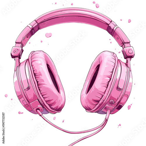 Obraz na płótnie pink icon of Headphones isolated on a transparent background Minimalist flat icon, vector logo style sign clipart on a no background png w salonie