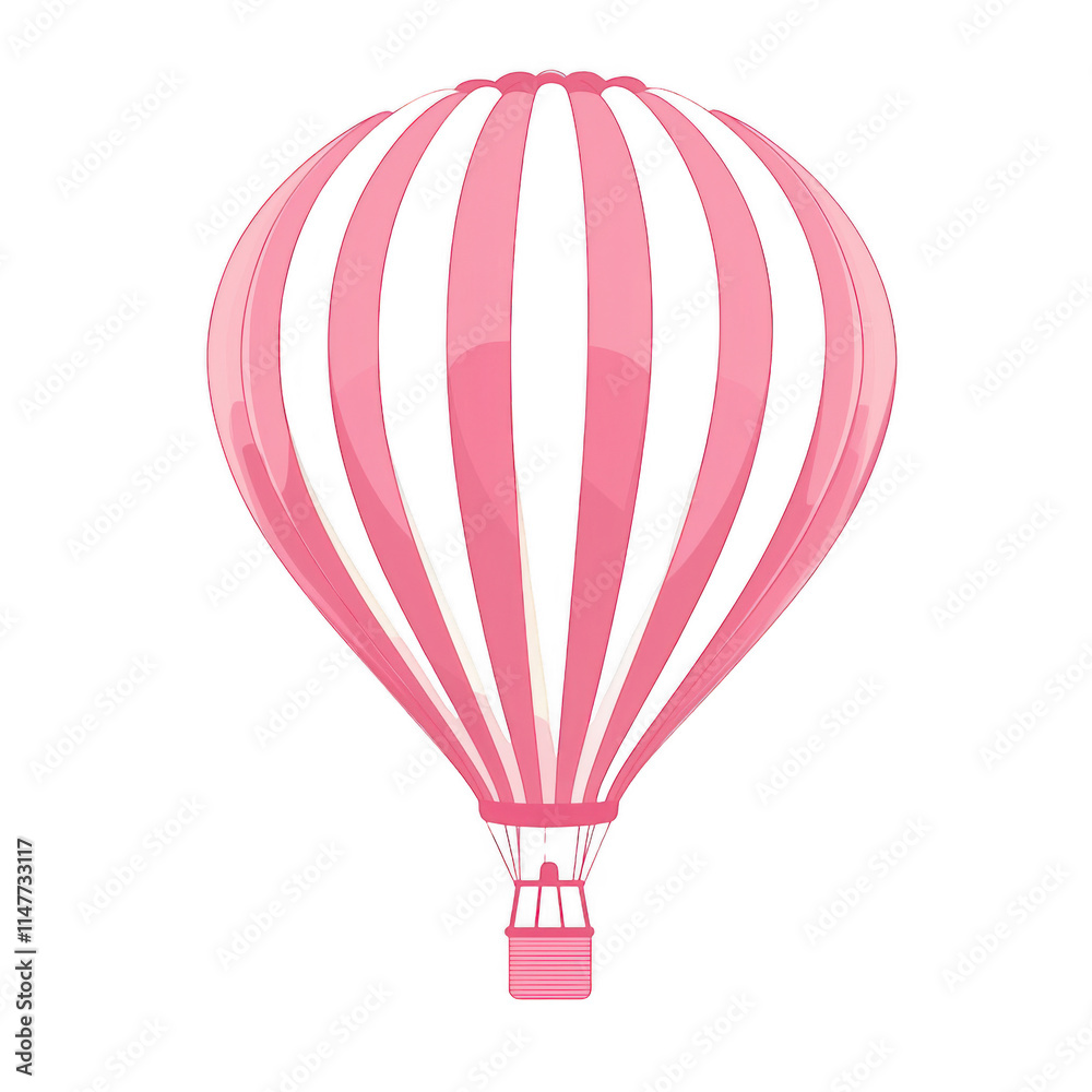 Naklejka premium pink icon of Hot Air Balloon isolated on a transparent background Minimalist flat icon, vector logo style sign clipart on a no background png