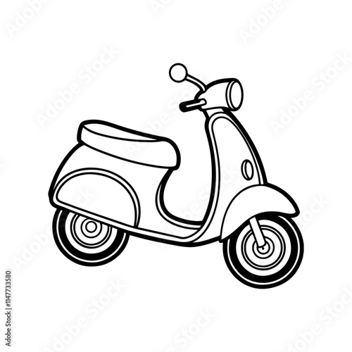 scooter line art, black outline, vector and illustration, line art and outline