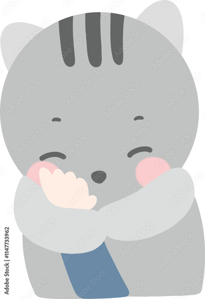 Obraz premium cat cartoon has a human hand stroking its chin.eps