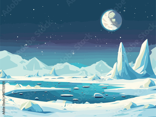 Polar Caps: Frozen Marvels at the Poles, Depicted in Captivating Animated Illustration