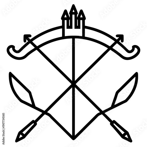 Crossbows and longbows silhouette vector icon illustration,crossbow,longbow on white background.