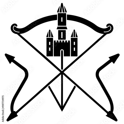 Crossbows and longbows silhouette vector icon illustration,crossbow,longbow on white background.