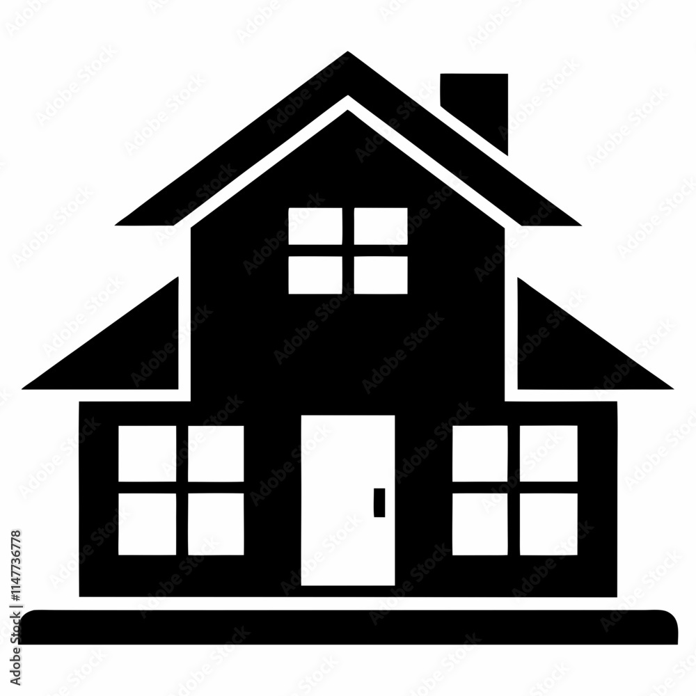 Minimalist Black and White House Icon Illustration Minimalist Black and White House Icon Illustration