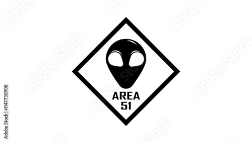 area 51 sign, black isolated silhouette