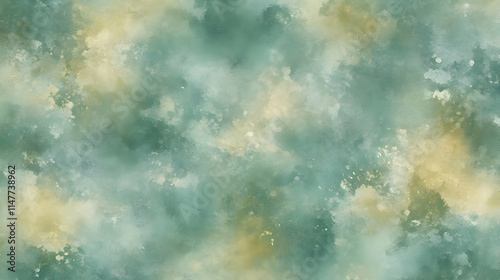 Abstract Green and Gold Watercolor Background