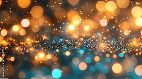 Abstract Background Gold Teal Glitter Sparkle