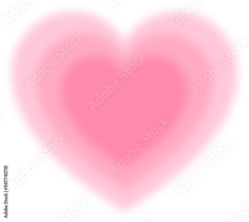 Pink blur heart shape with gradient aura, y2k style element for valentine's day,  Png isolated on transparent background.