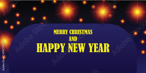 Merry Christmas, happy new year, Flash light, star projector with line for banner