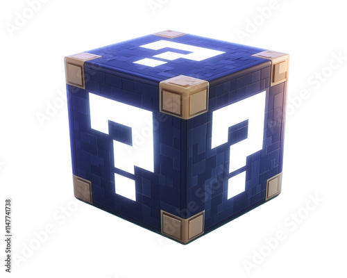 Dark Blue Question Box with Glowing Marks