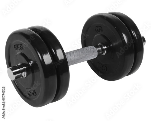 Black Dumbbell with Steel Handle and Plates