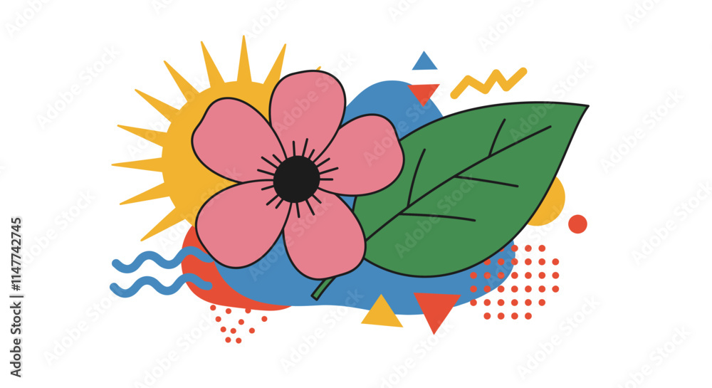 Naklejka premium Vibrant Abstrac Dynamic Colorful Elements Flat Vector Illustration 