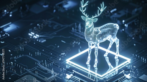 Digital Deer in a Circuit Board photo