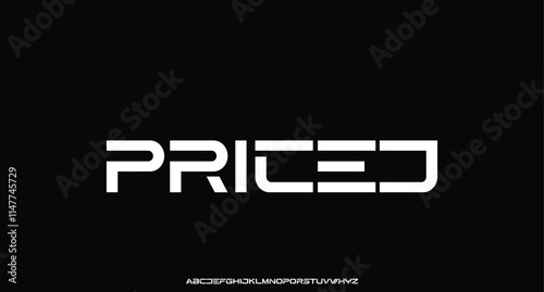 Abstract futuristic minimalist alphabet font. digital space typography vector illustration design