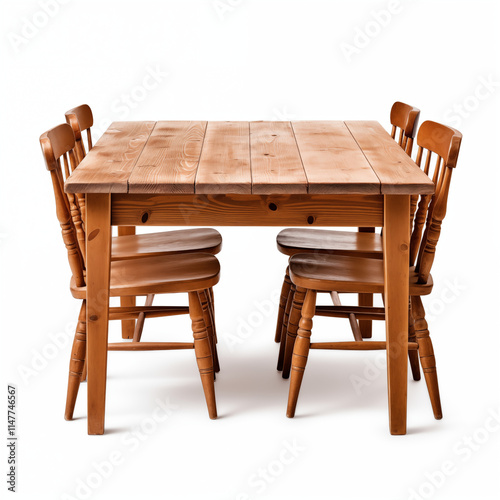 Wooden Dining Table Set Four Chairs Rustic Farmhouse Style