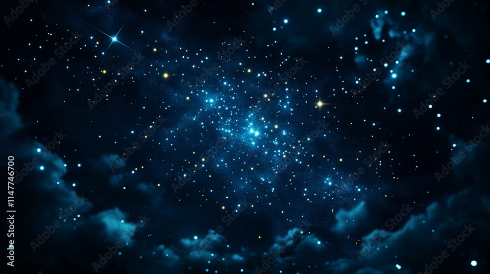 Obraz premium A dark sky with a lot of stars and clouds