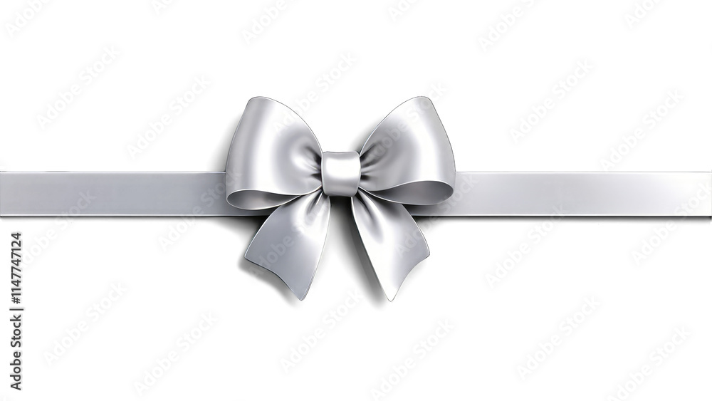 Silver ribbon bow isolated on black background. Silver ribbon bow isolated on black background.