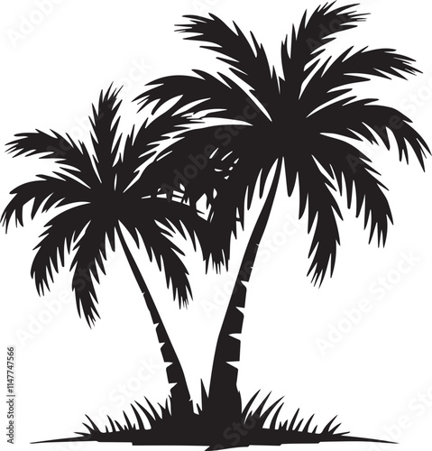 Tropical Palm Tree Silhouette Minimalist Vector Illustration