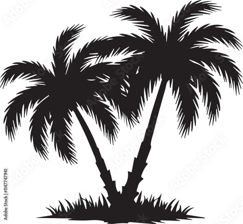Tropical Palm Tree Silhouette Minimalist Vector Illustration