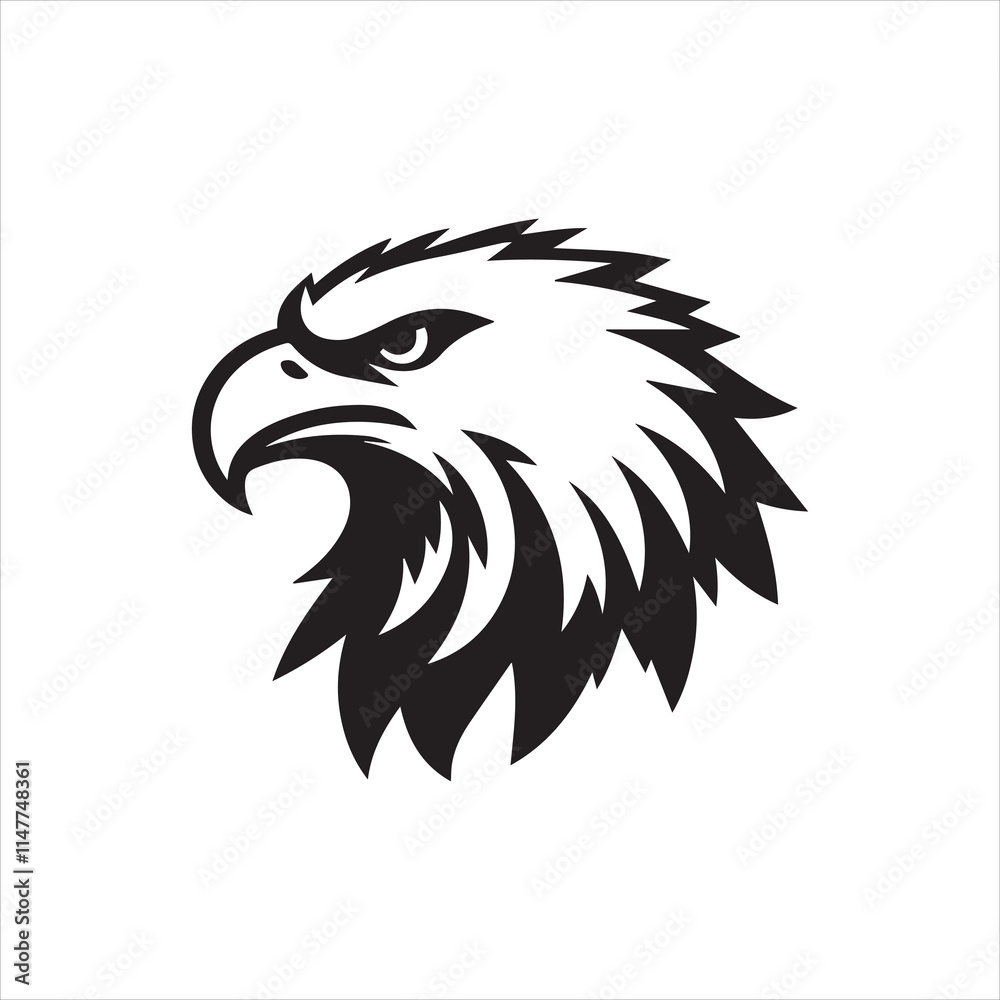 Eagle head silhouette vector illustration, head stylized logo