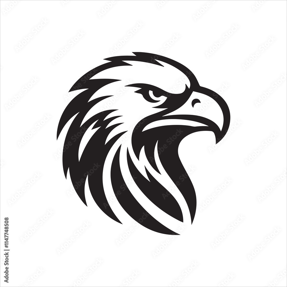 Eagle head silhouette vector illustration, head stylized logo Eagle head silhouette vector illustration, head stylized logo