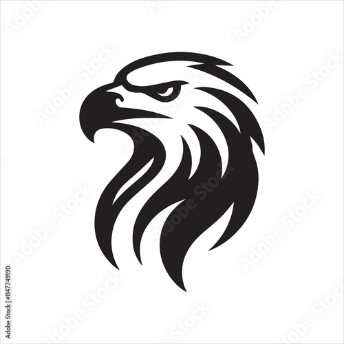Eagle head silhouette vector illustration, head stylized logo
