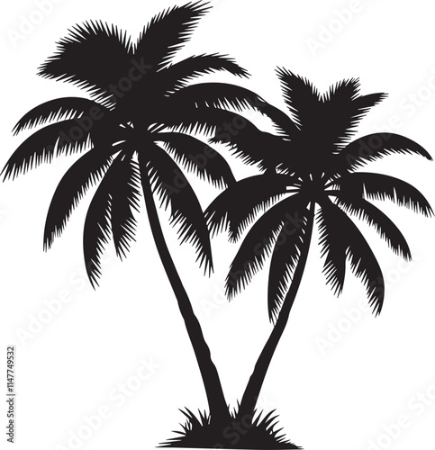 Tropical Palm Tree Silhouette Minimalist Vector Illustration