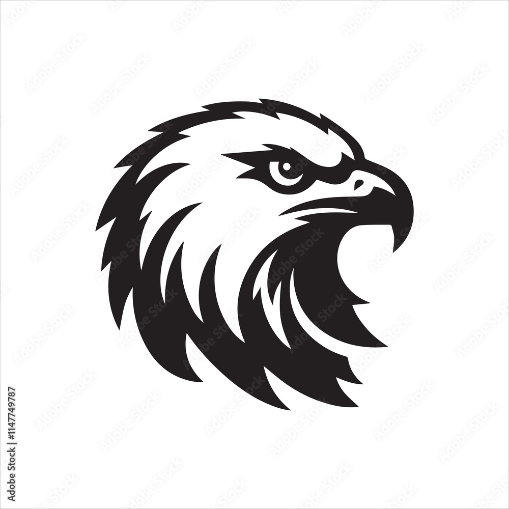 Obraz premium Eagle head silhouette vector illustration, head stylized logo