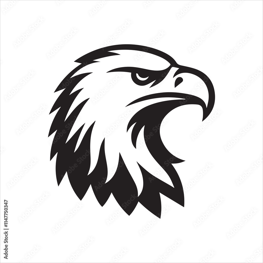 Eagle head silhouette vector illustration, head stylized logo