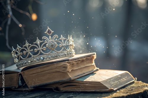 A magical crown on old open book