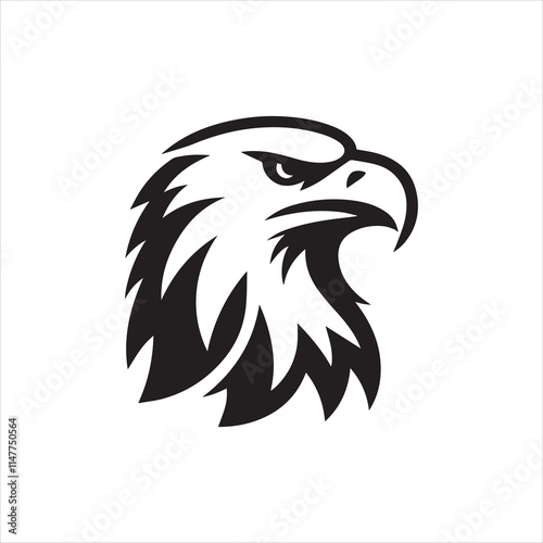 Eagle head silhouette vector illustration, head stylized logo