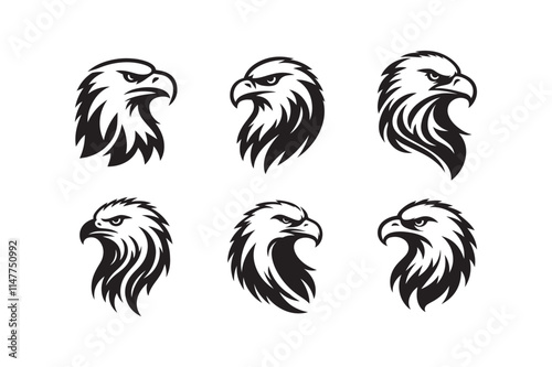 Set of Eagle head logo icon silhouette vector illustration photo