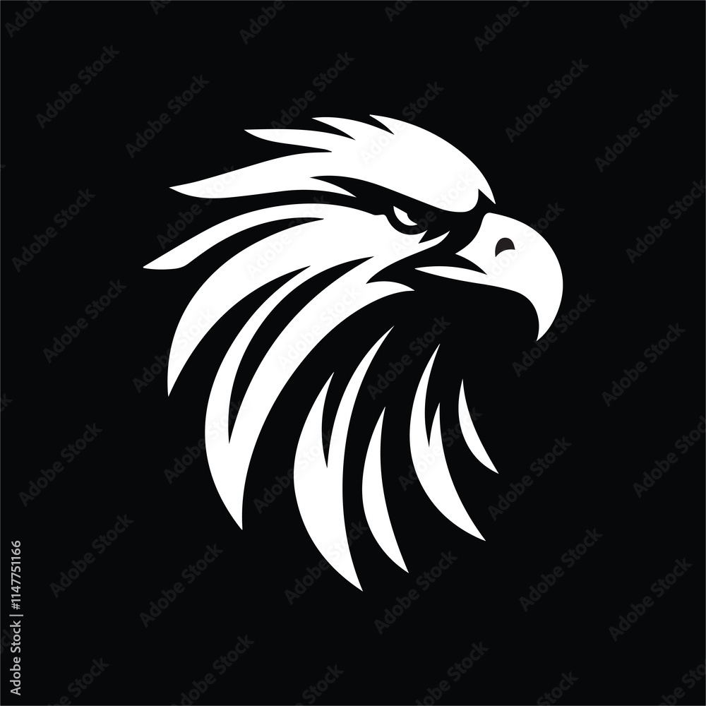 Eagle head silhouette vector illustration, head stylized logo Eagle head silhouette vector illustration, head stylized logo