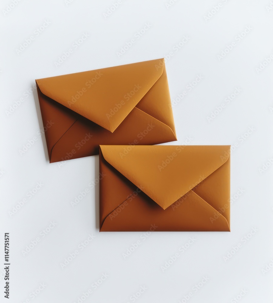 Two dark amber envelopes showing both front and back sides on a clean white surface. Two dark amber envelopes showing both front and back sides on a clean white surface.