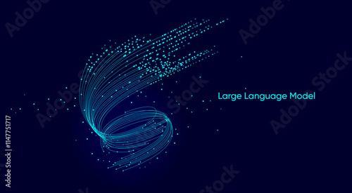 Illustration of abstract stream. Artificial intelligence. Big data, technology, AI, data transfer, data flow, large language model, generative AI	
